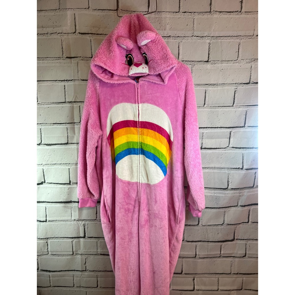 Care Bears Cheer Bear Pink Plush Fleece Union Suit Halloween Costume 2XL 18W-20W